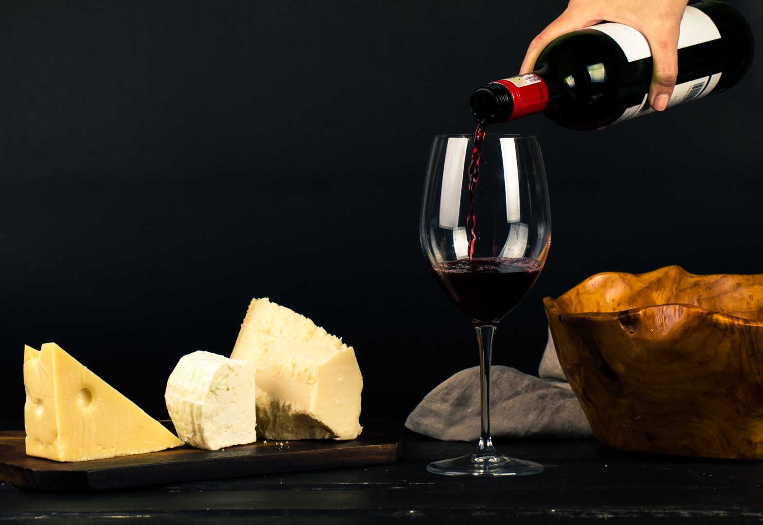 wine and cheese Photo by Ray Piedra from Pexels